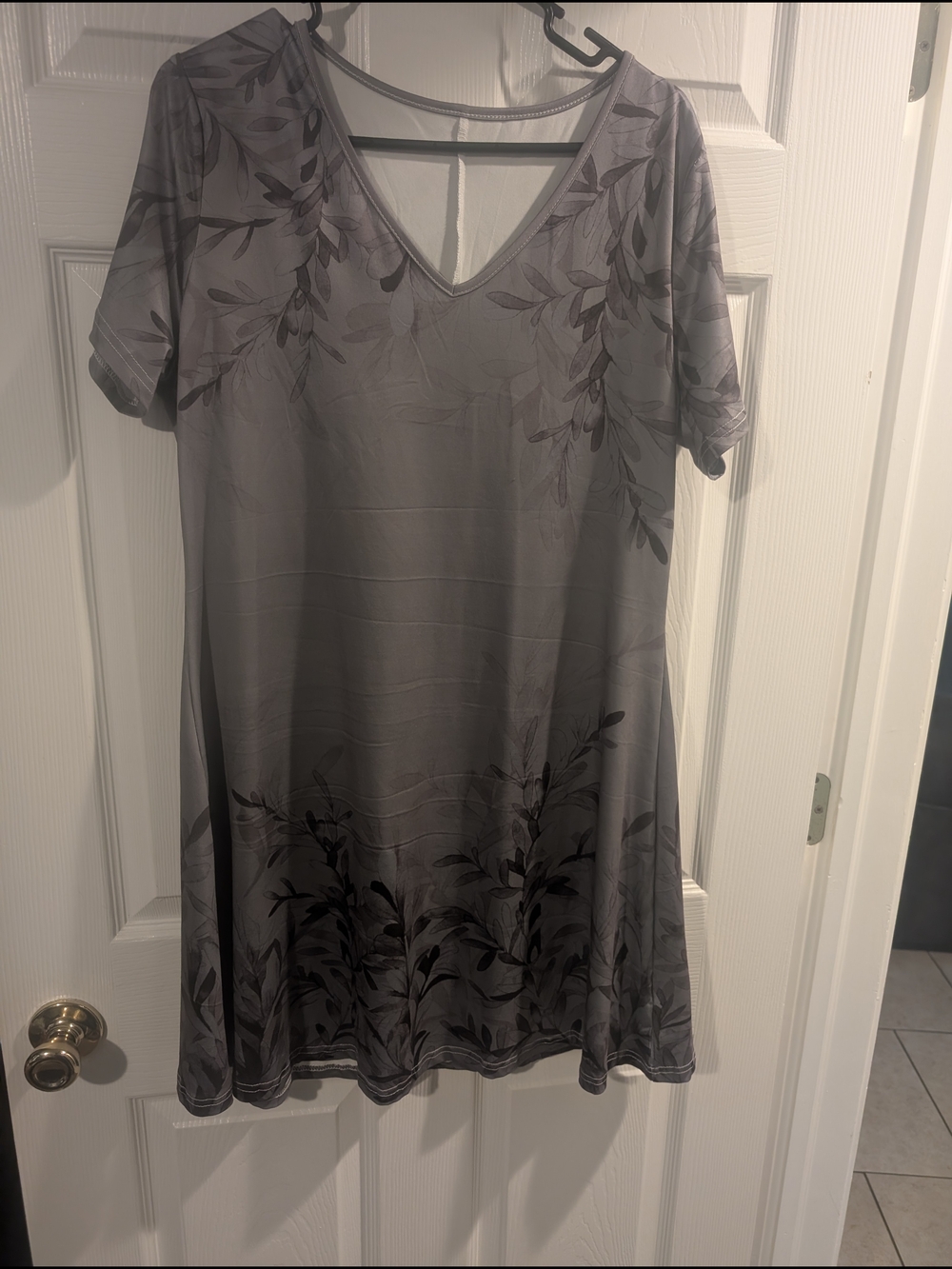 Gray V-neck Floral Swing Dress (Pick Any 2 Items-Pay For One)
